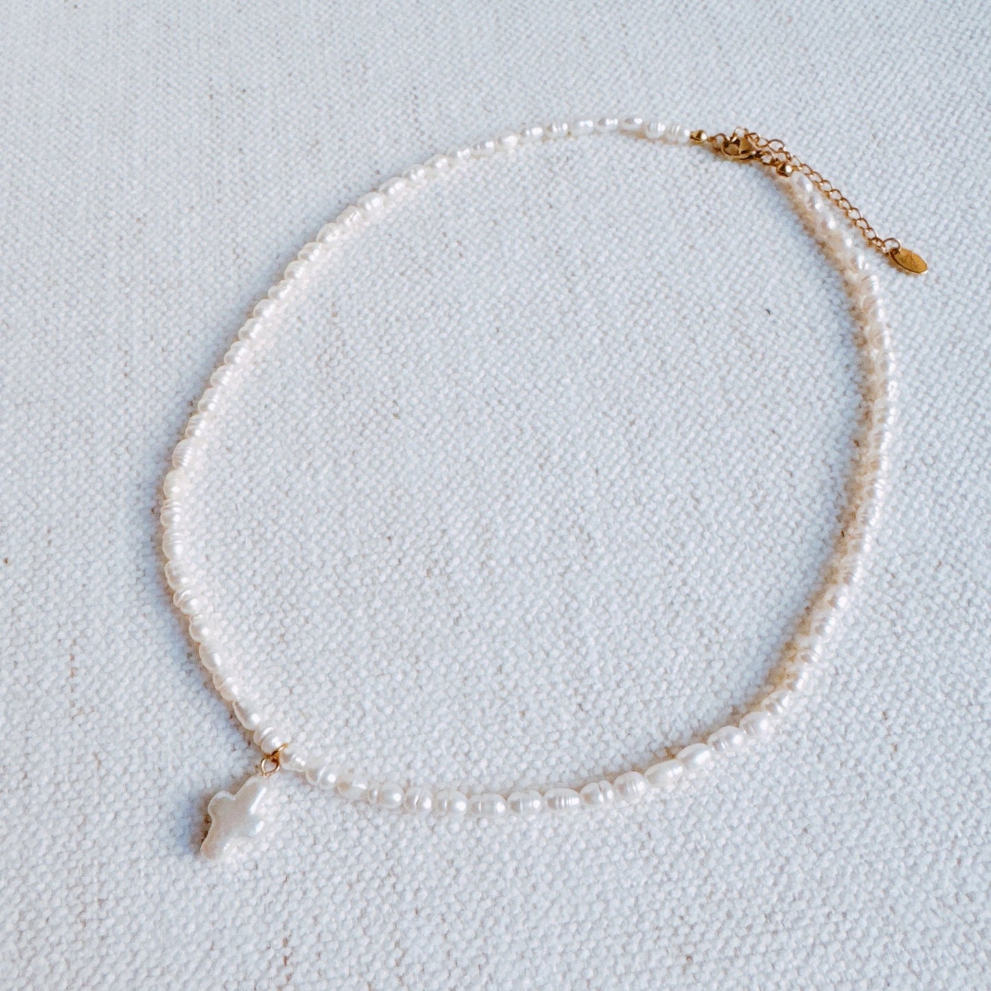 Eternal Grace™ Genuine Freshwater Pearl Cross Necklace – 14K Gold Plated