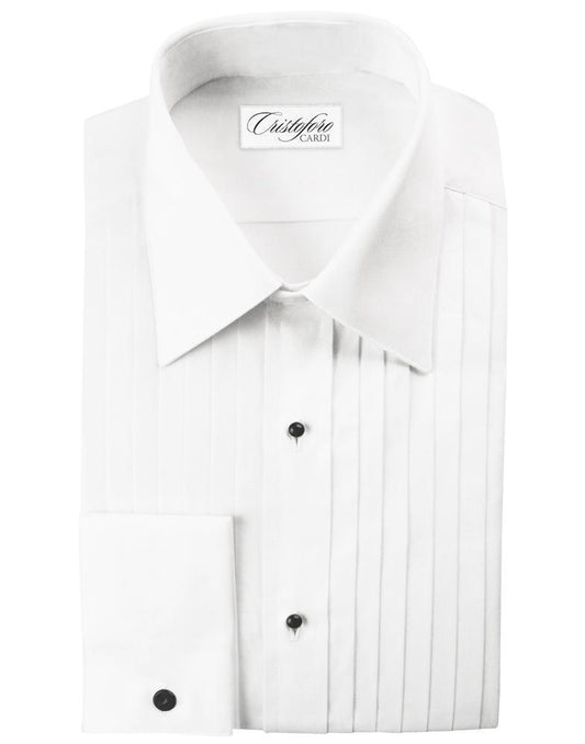Milan Elegance™ White Pleated Laydown Tuxedo Shirt Classic Fit